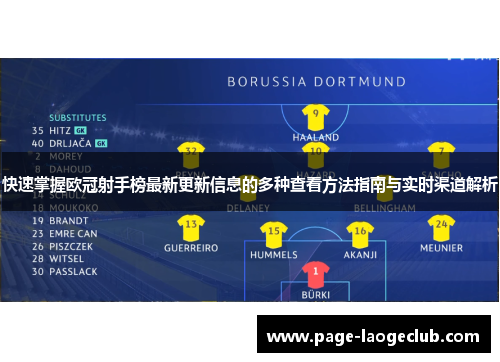 快速掌握欧冠射手榜最新更新信息的多种查看方法指南与实时渠道解析